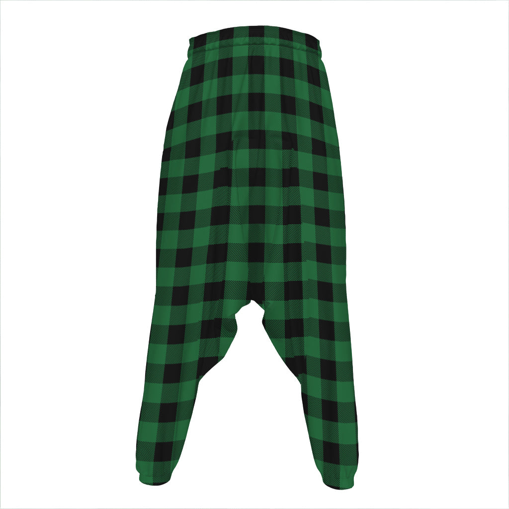 Green And Black Buffalo Check Print Hammer Pants