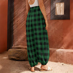 Green And Black Buffalo Check Print Harem Pants