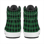 Green And Black Buffalo Check Print High Top Leather Sneakers