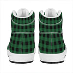 Green And Black Buffalo Check Print High Top Leather Sneakers