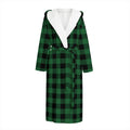 Green And Black Buffalo Check Print Hooded Bathrobe