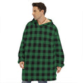 Green And Black Buffalo Check Print Hoodie Blanket