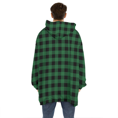 Green And Black Buffalo Check Print Hoodie Blanket