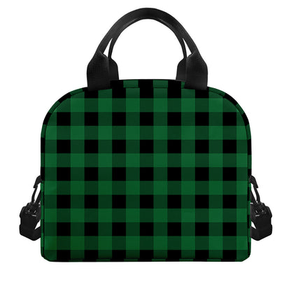 Green And Black Buffalo Check Print Insulated Lunch Bag