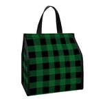 Green And Black Buffalo Check Print Insulated Lunch Tote
