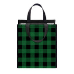 Green And Black Buffalo Check Print Insulated Lunch Tote