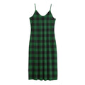 Green And Black Buffalo Check Print Jersey Midi Cami Dress