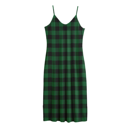 Green And Black Buffalo Check Print Jersey Midi Cami Dress