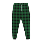 Green And Black Buffalo Check Print Jogger Pants