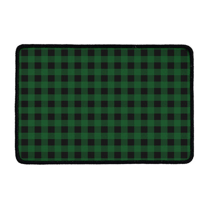 Green And Black Buffalo Check Print Kitchen Mat
