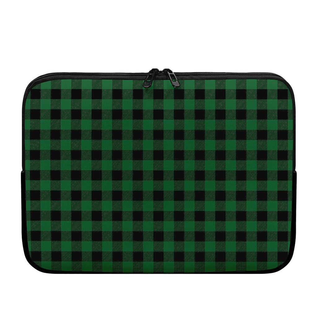 Green And Black Buffalo Check Print Laptop Sleeve