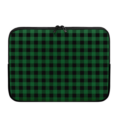Green And Black Buffalo Check Print Laptop Sleeve