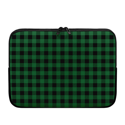 Green And Black Buffalo Check Print Laptop Sleeve