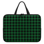 Green And Black Buffalo Check Print Laptop Sleeve With Handle