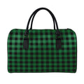Green And Black Buffalo Check Print Leather Duffel Bag