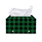 Green And Black Buffalo Check Print Leather Tissue Box Cover