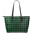 Green And Black Buffalo Check Print Leather Tote Bag With Zipper