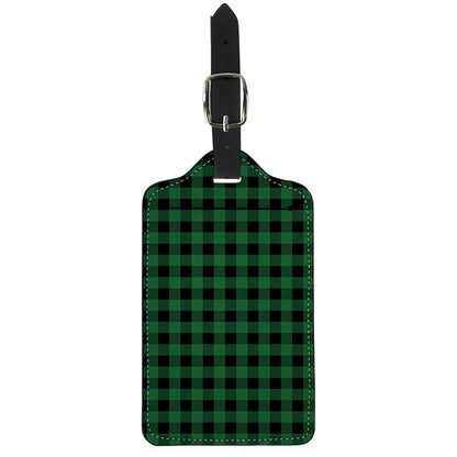 Green And Black Buffalo Check Print Luggage Tag