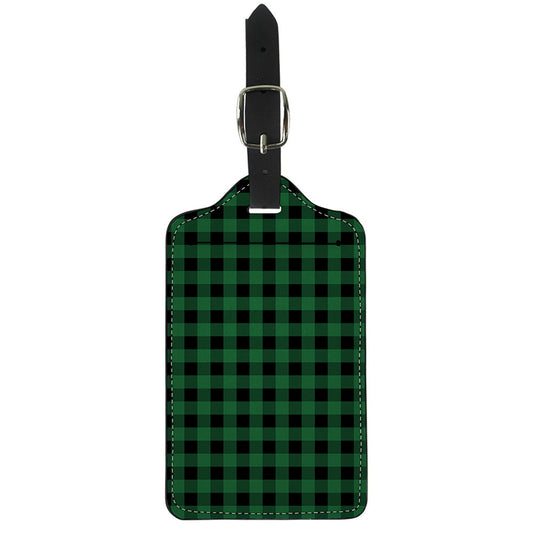 Green And Black Buffalo Check Print Luggage Tag