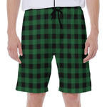Green And Black Buffalo Check Print Men's Beach Shorts