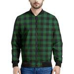 Green And Black Buffalo Check Print Men's Bomber Jacket