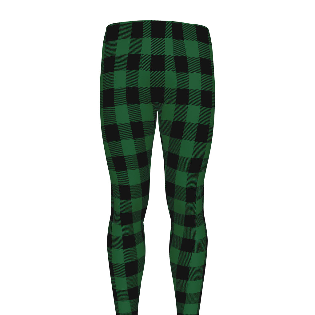 Green And Black Buffalo Check Print Men's leggings