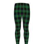 Green And Black Buffalo Check Print Men's leggings