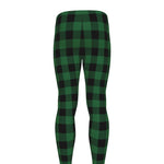 Green And Black Buffalo Check Print Men's leggings