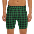 Green And Black Buffalo Check Print Men's Long Boxer Briefs