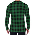 Green And Black Buffalo Check Print Men's Long Sleeve T-Shirt