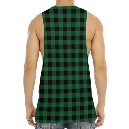 Green And Black Buffalo Check Print Men's Muscle Tank Top