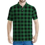 Green And Black Buffalo Check Print Men's Polo Shirt
