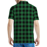 Green And Black Buffalo Check Print Men's Polo Shirt