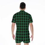 Green And Black Buffalo Check Print Men's Rompers