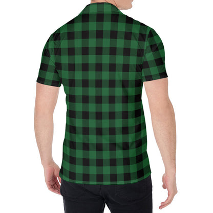 Green And Black Buffalo Check Print Men's Shirt