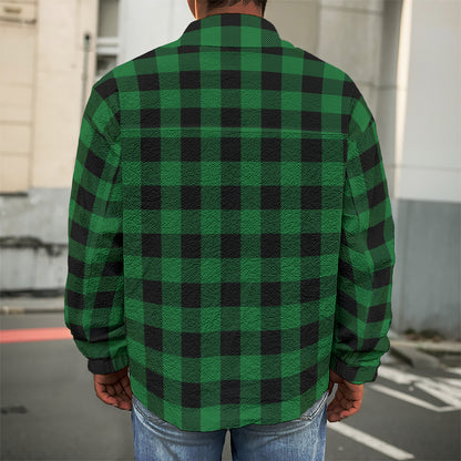 Green And Black Buffalo Check Print Men's Shirt Jacket