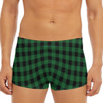 Green And Black Buffalo Check Print Men's Short Boxer Briefs