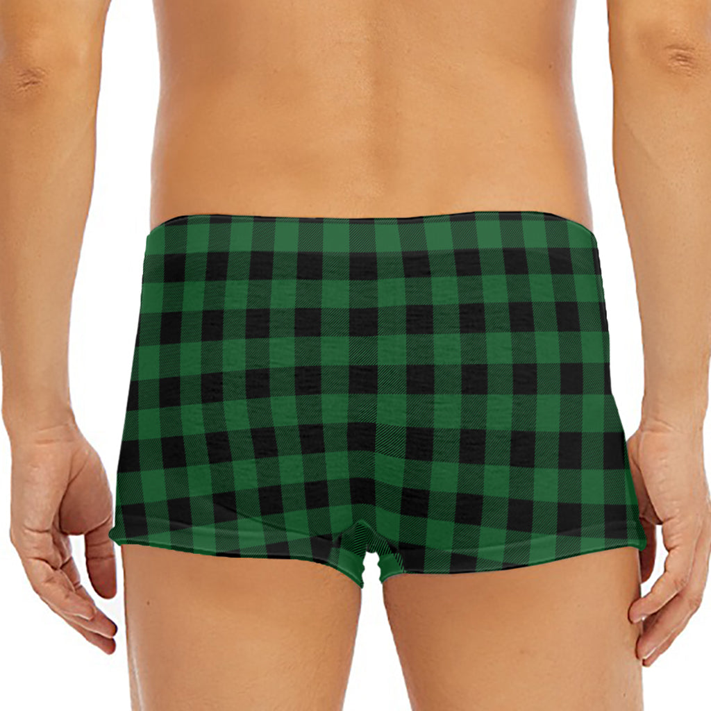 Green And Black Buffalo Check Print Men's Short Boxer Briefs