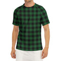 Green And Black Buffalo Check Print Men's Short Sleeve Rash Guard