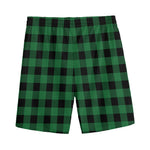 Green And Black Buffalo Check Print Men's Sports Shorts