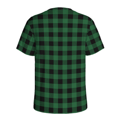 Green And Black Buffalo Check Print Men's Sports T-Shirt