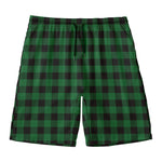 Green And Black Buffalo Check Print Men's Swim Trunks