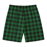 Green And Black Buffalo Check Print Men's Swim Trunks