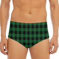Green And Black Buffalo Check Print Men's Triangle Swim Briefs