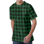 Green And Black Buffalo Check Print Men's Velvet T-Shirt
