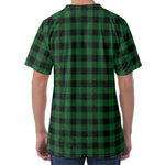 Green And Black Buffalo Check Print Men's Velvet T-Shirt