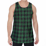 Green And Black Buffalo Check Print Men's Velvet Tank Top