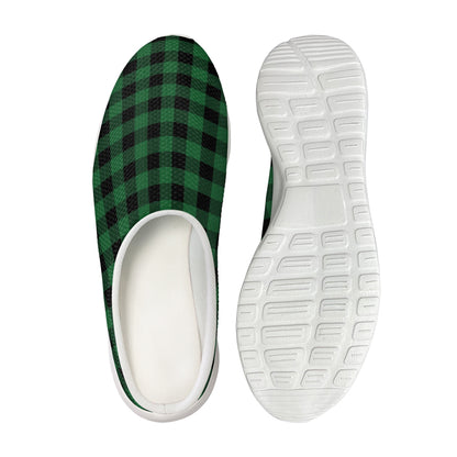 Green And Black Buffalo Check Print Mesh Casual Shoes