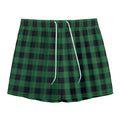 Green And Black Buffalo Check Print Mesh Shorts
