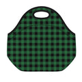 Green And Black Buffalo Check Print Neoprene Lunch Bag